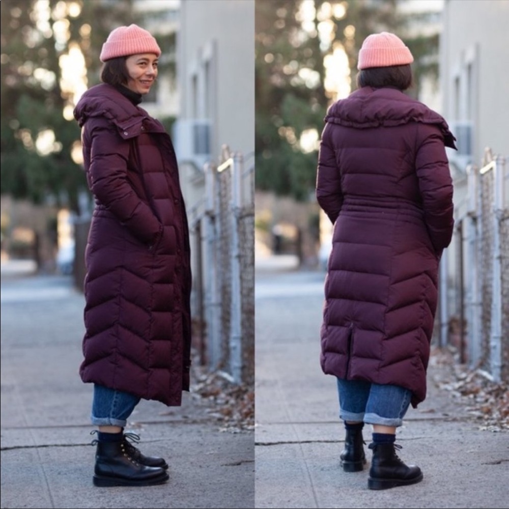 Brooklyn Industries Fjord Down Puffer Long Coat Burgundy Size S